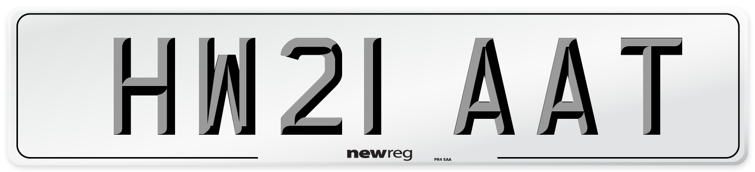 HW21 AAT Number Plate from New Reg